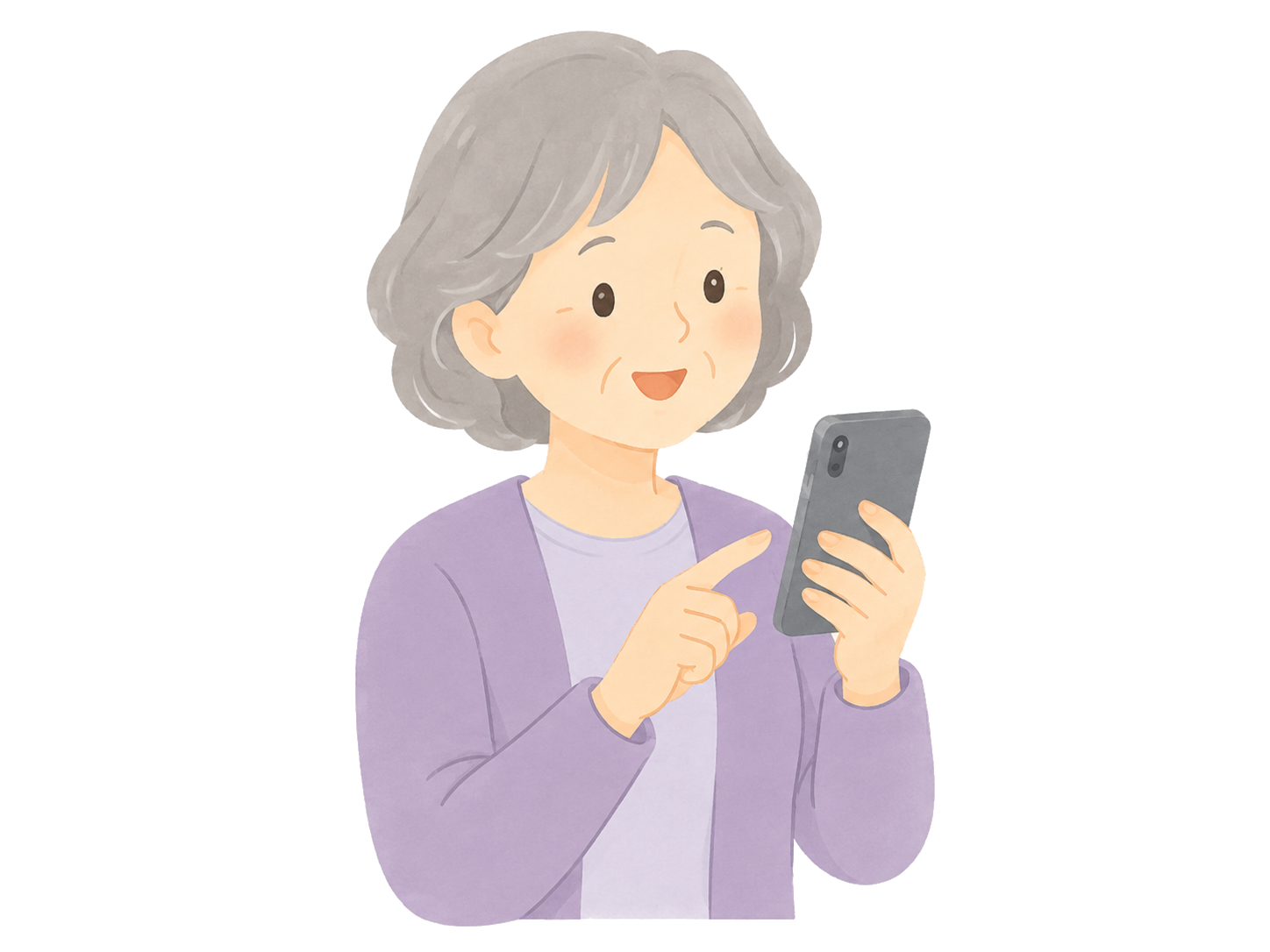 スマートフォンを使うシニア